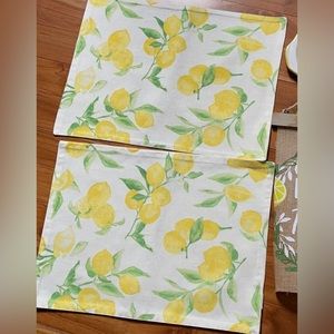 Lemon print placemats, set of 2 Food Network cottage farmhouse summer picnic